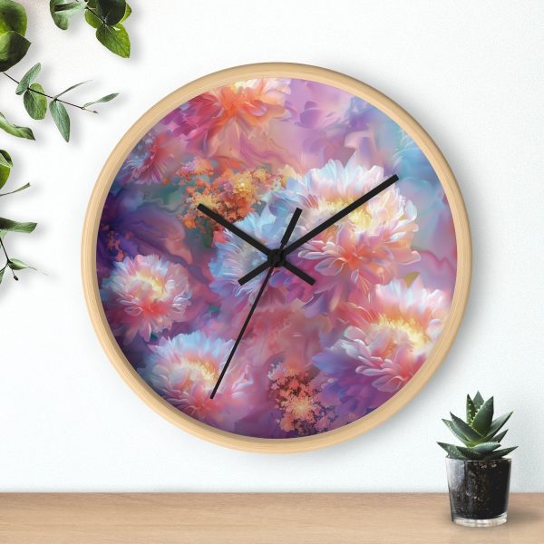 Floral Nebula 04 - Wood Frame Wall Clock - Image 3