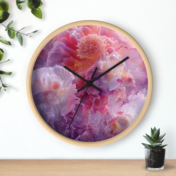 Floral Nebula 05 - Wood Frame Wall Clock - Image 3