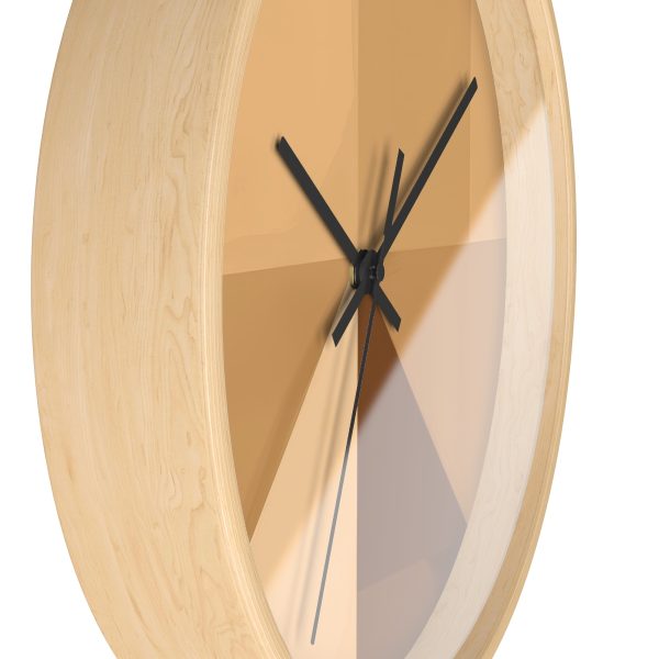 Soft Geometric Pyramid 01 in Honey Yellow Tone - Wood Frame Wall Clock - Image 2