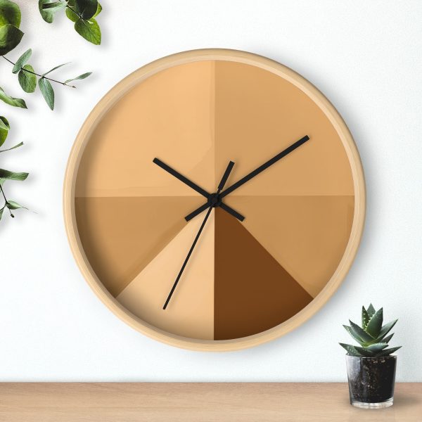 Soft Geometric Pyramid 02 in Honey Yellow Tone - Wood Frame Wall Clock - Image 18