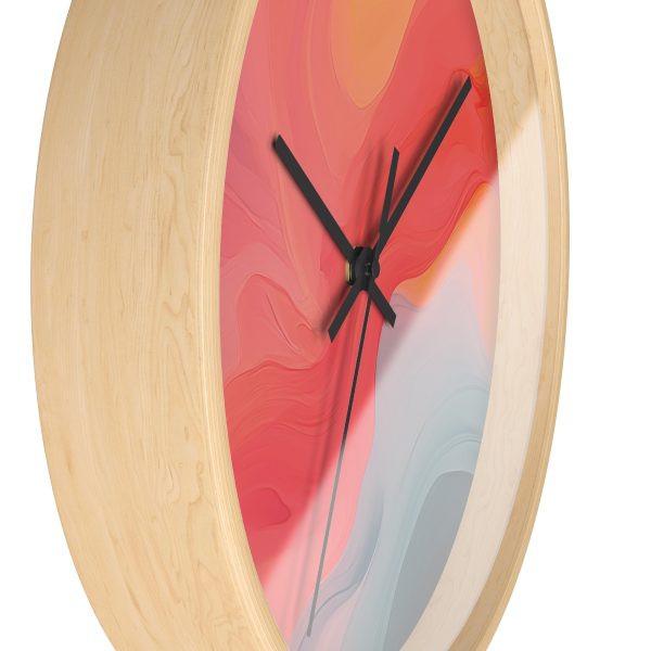 Aqueous Expression in Navy and Peachy Pastels 04 - Wood Frame Wall Clock - Image 2