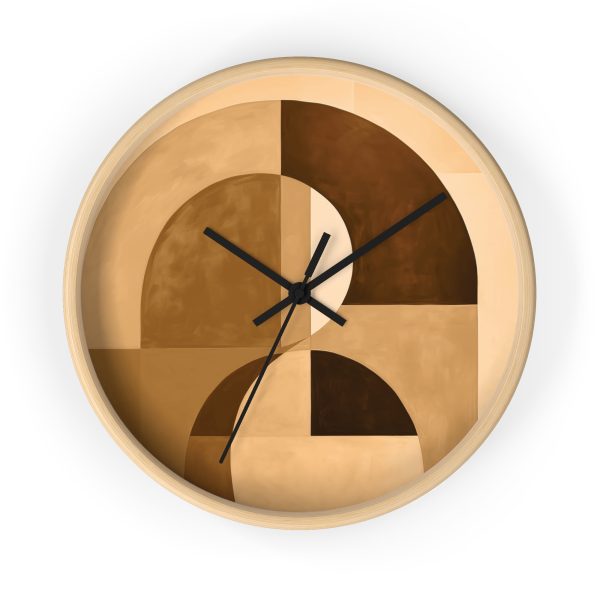 Soft Geometric Windows in Honey Yellow Tone - Wood Frame Wall Clock