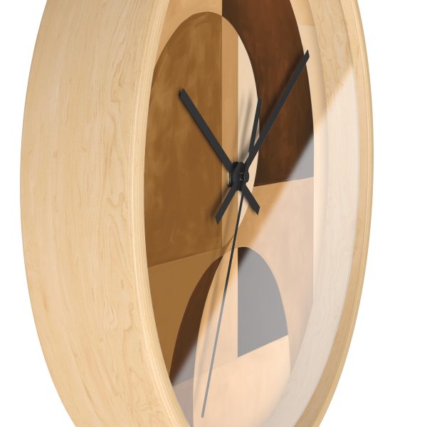 Soft Geometric Windows in Honey Yellow Tone - Wood Frame Wall Clock - Image 2