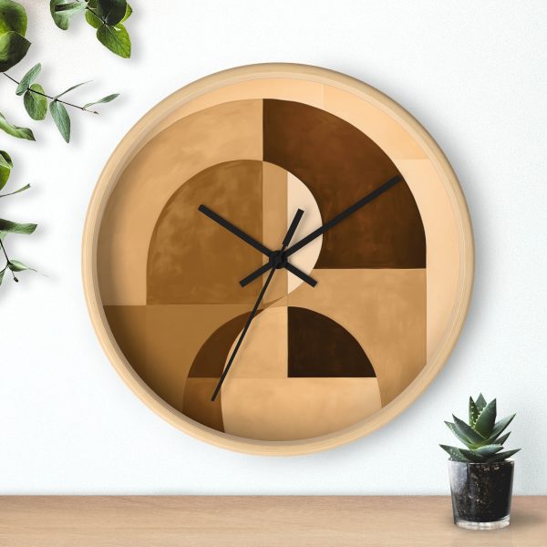 Soft Geometric Windows in Honey Yellow Tone - Wood Frame Wall Clock - Image 3