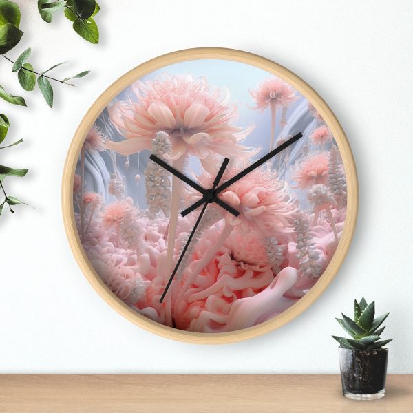 Foamy Floral Fusion 01 - Wood Frame Wall Clock - Image 18