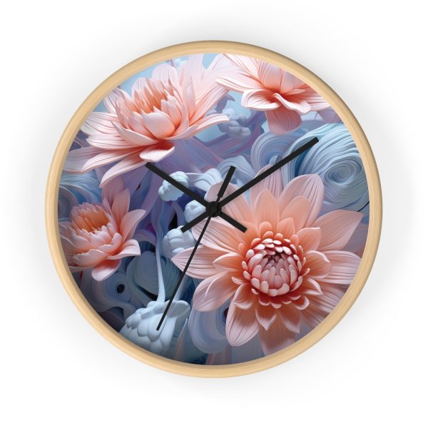 Foamy Floral Fusion 02 - Wood Frame Wall Clock