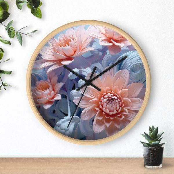 Foamy Floral Fusion 02 - Wood Frame Wall Clock - Image 3