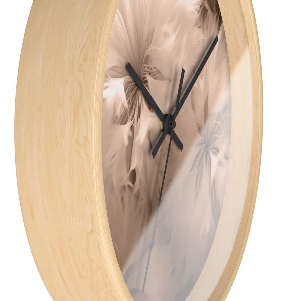 Soft Fantasy Feather Puffs in Peach Puree Tone - Wood Frame Wall Clock - Image 17