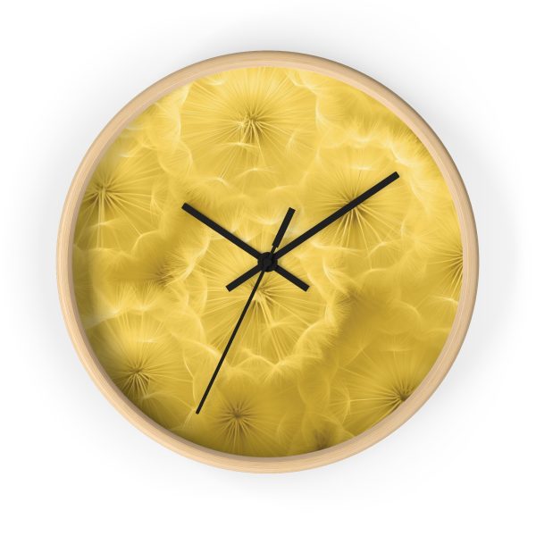 Dandelion Down Motif in Super Lemon Tone - Wood Frame Wall Clock - Image 13