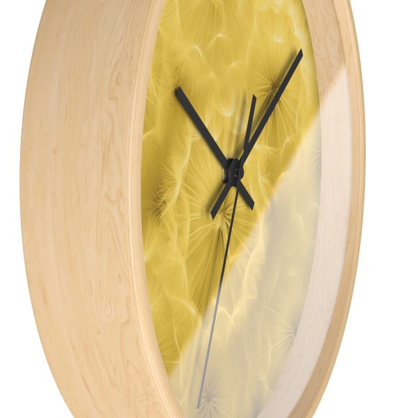 Dandelion Down Motif in Super Lemon Tone - Wood Frame Wall Clock - Image 14