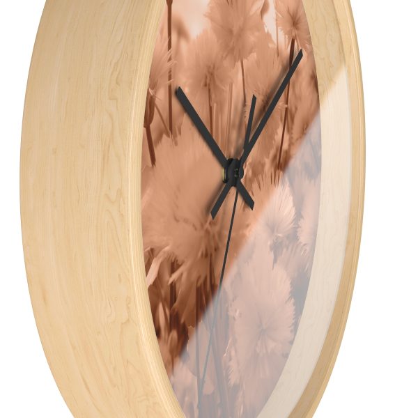 Fuzzy Dandelion Fantasy in Peach Fuzz Tone - Wood Frame Wall Clock - Image 2