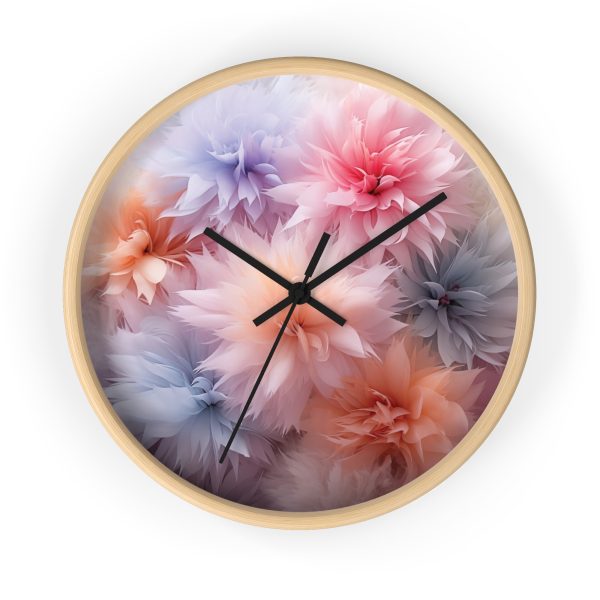 Pastel Palette Fantasy Feather Puffs - Wood Frame Wall Clock - Image 16