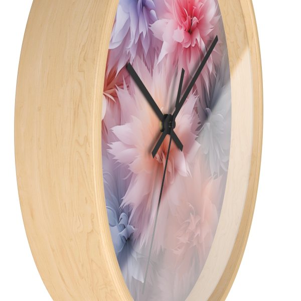 Pastel Palette Fantasy Feather Puffs - Wood Frame Wall Clock - Image 17