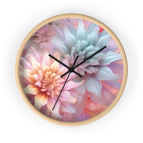 Pastel Fantasy Baroque Floral 03 - Wood Frame Wall Clock