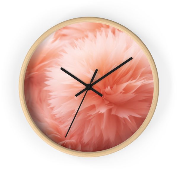 Lovely Fuzzy Buds in Peach 03 - Wood Frame Wall Clock