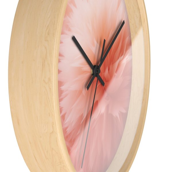 Lovely Fuzzy Buds in Peach 03 - Wood Frame Wall Clock - Image 2