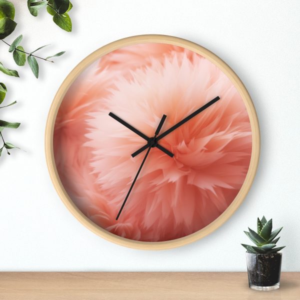 Lovely Fuzzy Buds in Peach 03 - Wood Frame Wall Clock - Image 3