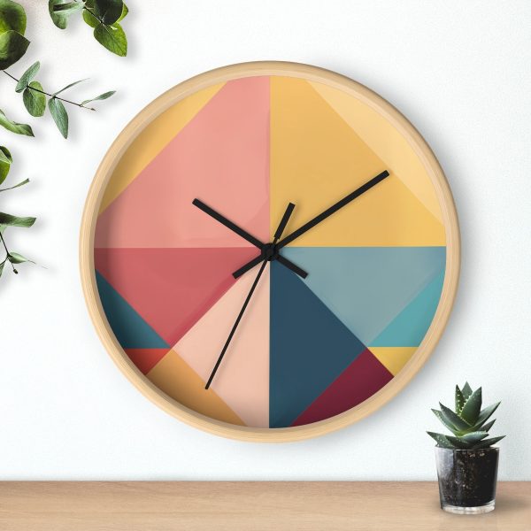 Soft Geometric Pyramid 03 - Wood Frame Wall Clock - Image 3