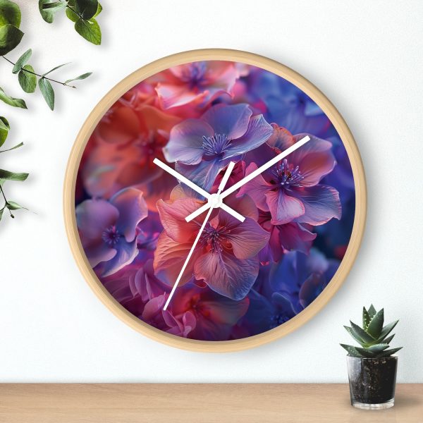 Bright Fantasy Floral 03 - Wood Frame Wall Clock - Image 3