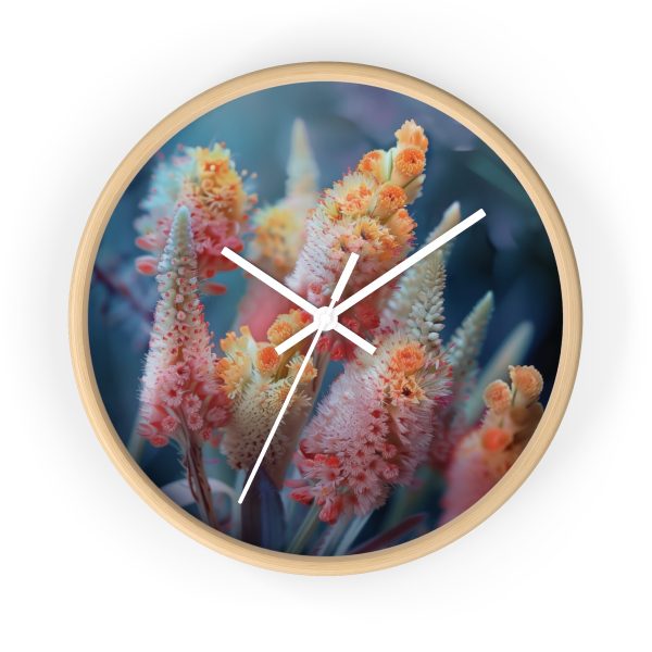 Bright Fantasy Floral 06 - Wood Frame Wall Clock