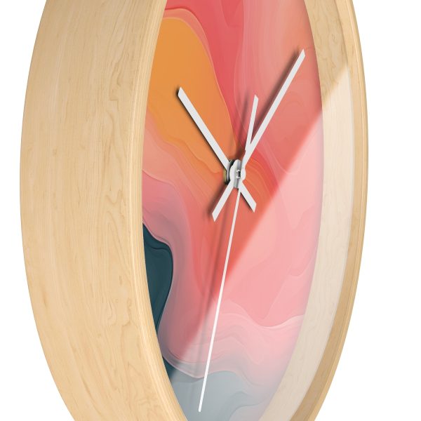 Aqueous Expression in Navy and Peachy Pastels 02 - Wood Frame Wall Clock - Image 17