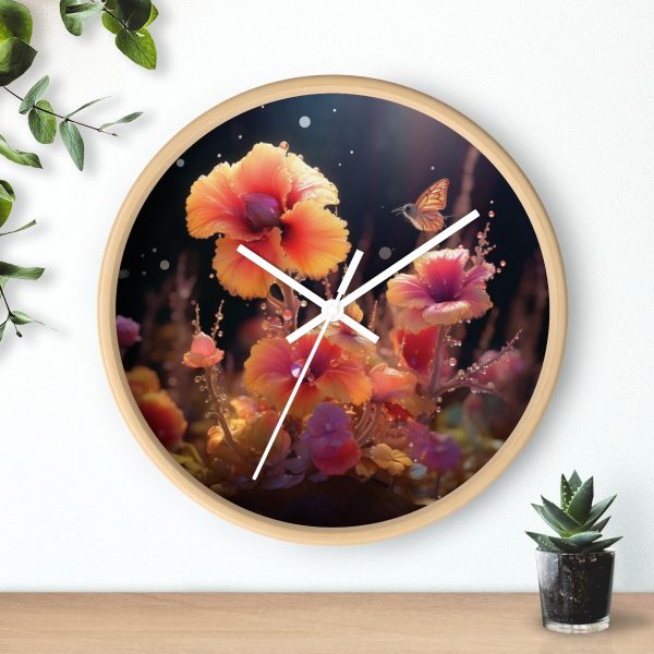 Bright Fantasy Floral 01 - Wood Frame Wall Clock - Image 3