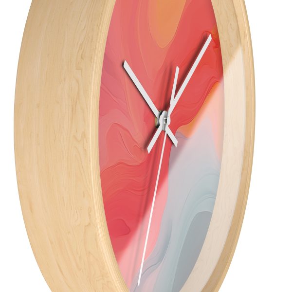 Aqueous Expression in Navy and Peachy Pastels 04 - Wood Frame Wall Clock - Image 17