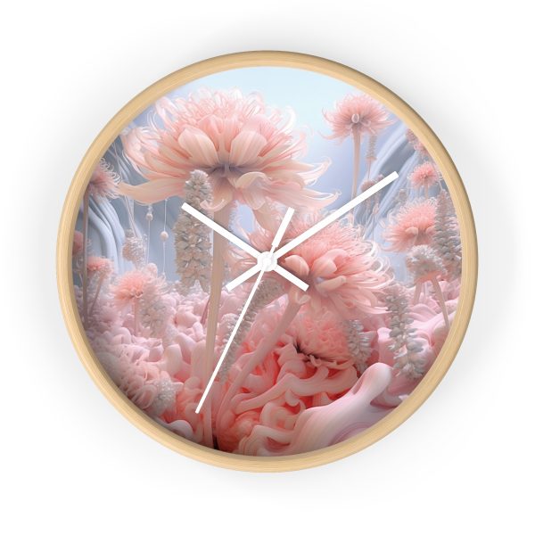 Foamy Floral Fusion 01 - Wood Frame Wall Clock