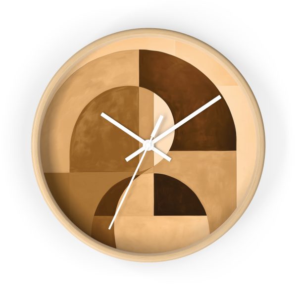 Soft Geometric Windows in Honey Yellow Tone - Wood Frame Wall Clock - Image 16