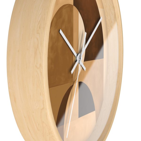 Soft Geometric Windows in Honey Yellow Tone - Wood Frame Wall Clock - Image 17