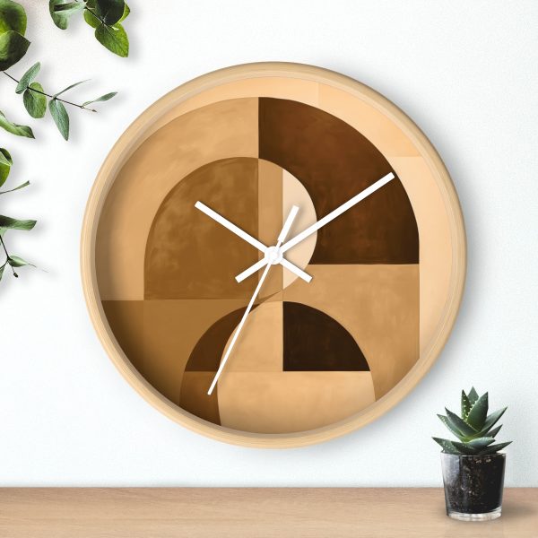 Soft Geometric Windows in Honey Yellow Tone - Wood Frame Wall Clock - Image 18