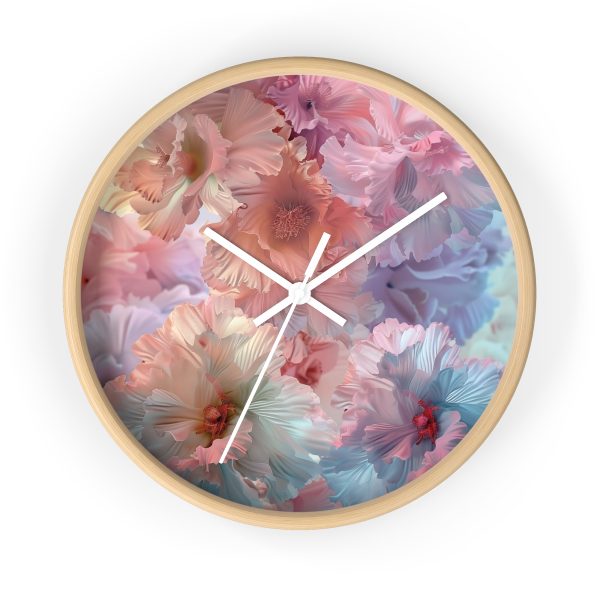 Floral Nebula 02 - Wood Frame Wall Clock