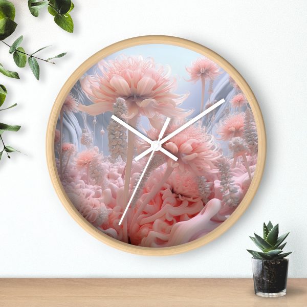 Foamy Floral Fusion 01 - Wood Frame Wall Clock - Image 3