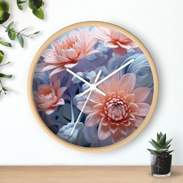 Foamy Floral Fusion 02 - Wood Frame Wall Clock - Image 18