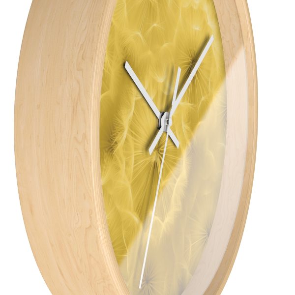 Dandelion Down Motif in Super Lemon Tone - Wood Frame Wall Clock - Image 17