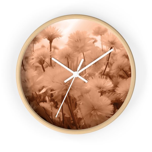 Fuzzy Dandelion Fantasy in Peach Fuzz Tone - Wood Frame Wall Clock - Image 16