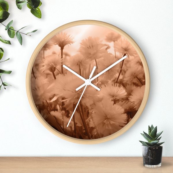 Fuzzy Dandelion Fantasy in Peach Fuzz Tone - Wood Frame Wall Clock - Image 18