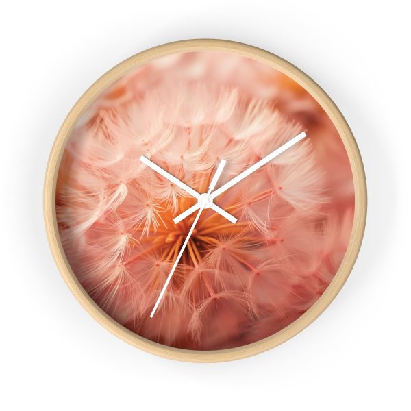 Lovely Fuzzy Fluff in Peach 01 - Wood Frame Wall Clock