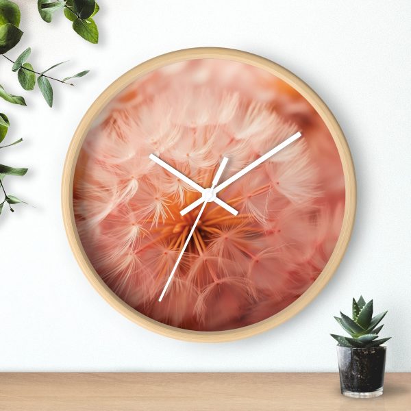 Lovely Fuzzy Fluff in Peach 01 - Wood Frame Wall Clock - Image 3