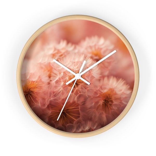 Lovely Fuzzy Fluff in Peach 02 - Wood Frame Wall Clock