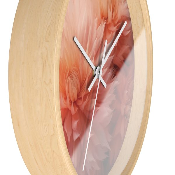 Lovely Fuzzy Buds in Peach 01 - Wood Frame Wall Clock - Image 2