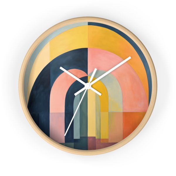 Soft Geometric Archways - Wood Frame Wall Clock