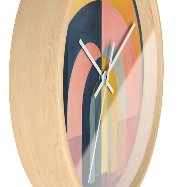 Soft Geometric Archways - Wood Frame Wall Clock - Image 2