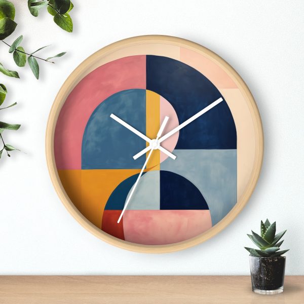 Soft Geometric Windows - Wood Frame Wall Clock - Image 3