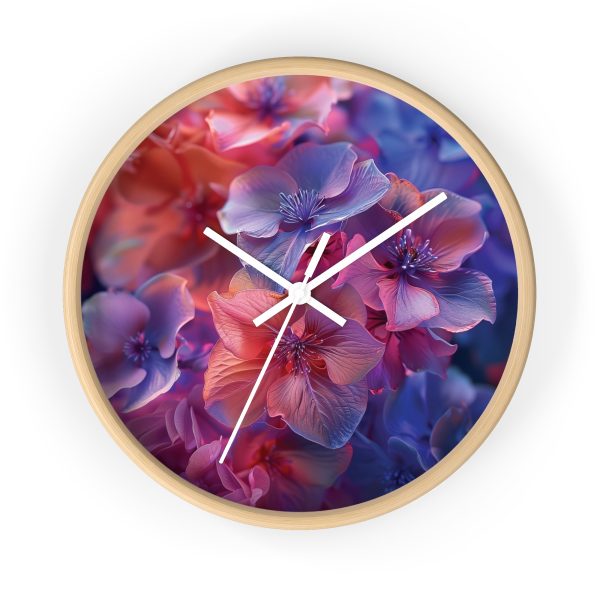 Bright Fantasy Floral 03 - Wood Frame Wall Clock