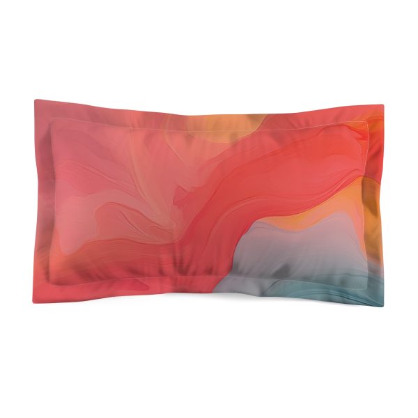 Aqueous Expression in Navy and Peachy Pastels 04 - Microfiber Pillow Sham - Image 2