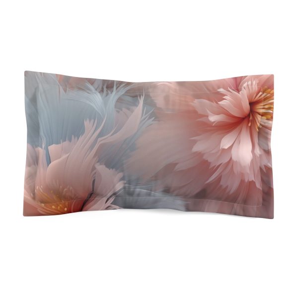 Powder Pink and Baby Blue Feathery Floral - Microfiber Pillow Sham - Image 2