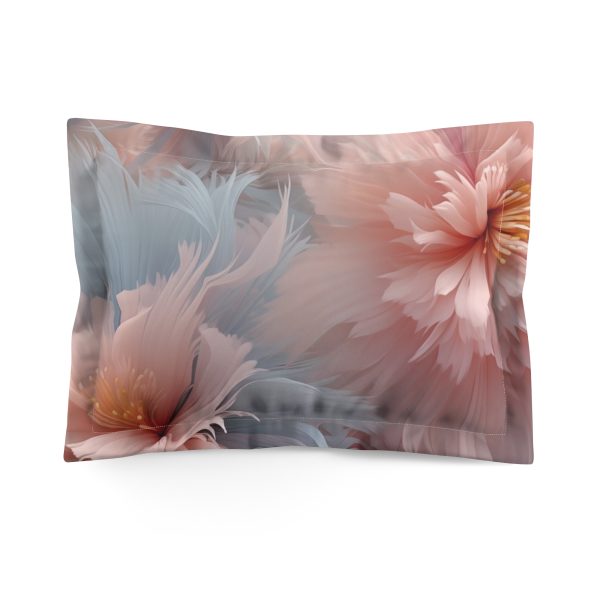 Powder Pink and Baby Blue Feathery Floral - Microfiber Pillow Sham