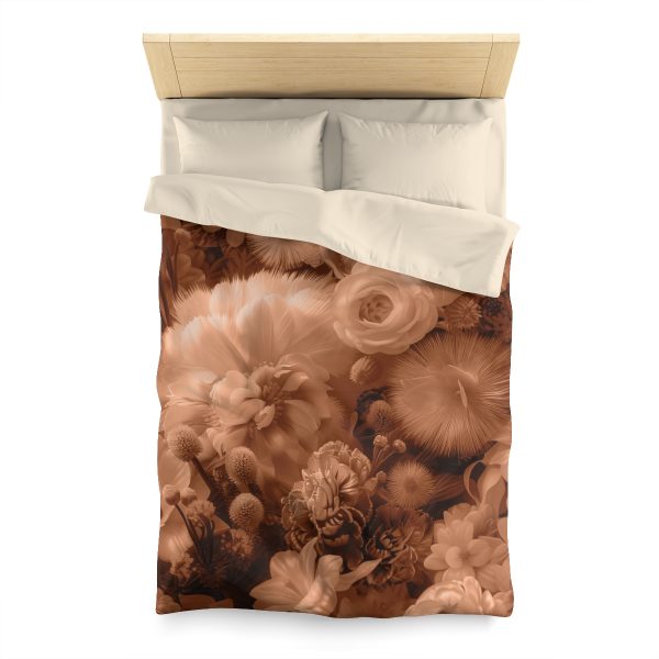 Lustrous Peach Fuzz Tone Baroque Floral 01 - Microfiber Duvet Cover - Image 5