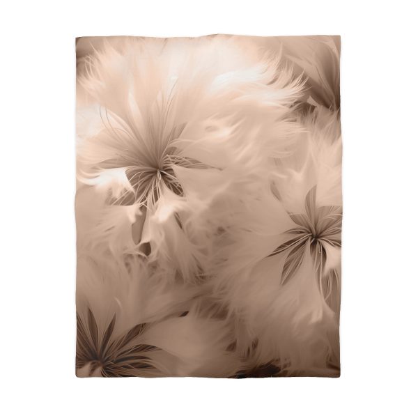 Soft Fantasy Feather Puffs in Peach Puree Tone - Microfiber Duvet Cover - Image 4